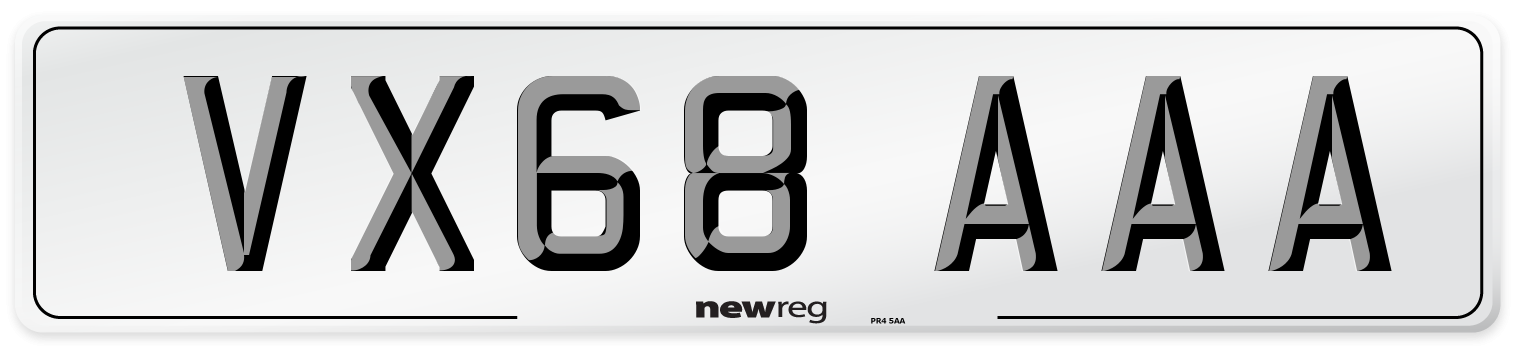 VX68 AAA Number Plate from New Reg